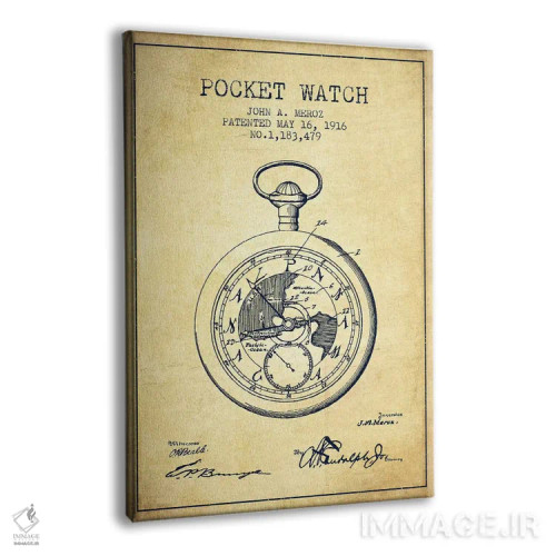 تابلو طرح الگوی قدیمی ساعت جیبی جان ای. مروز اثر پیکسل کهنه (استودیو/نام هنری) - نمای پرسپکتیو محصول