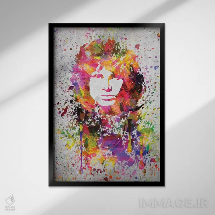 تابلو جیم موریسون (خوانندهٔ گروه دورز) اثر پیکسل کهنه (استودیو/نام هنری) - نمای قابدار مشکی