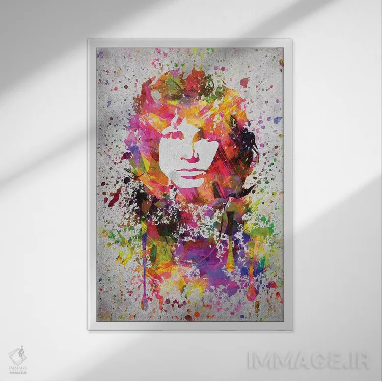 تابلو جیم موریسون (خوانندهٔ گروه دورز) اثر پیکسل کهنه (استودیو/نام هنری) - نمای قابدار سفید