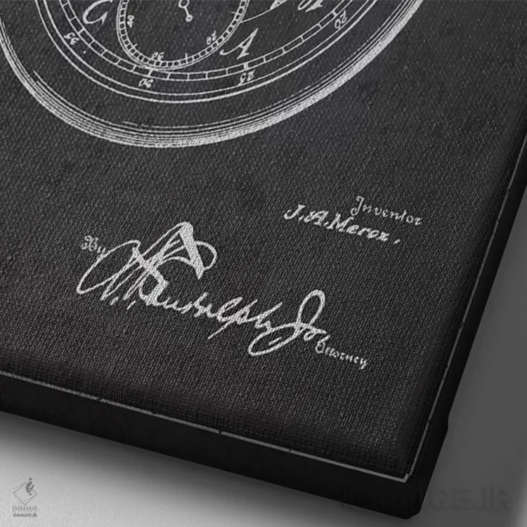 تابلو طرح الگوی ساعت جیبی جان ای. مروز (زغالسنگی) اثر پیکسل کهنه (استودیو/نام هنری) - نمای نزدیک بافت بوم