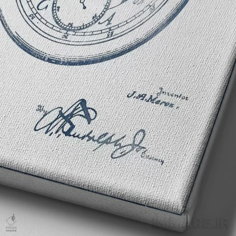 تابلو طرح الگوی ساعت جیبی جان ای. مروز (مرکب) اثر پیکسل کهنه (استودیو/نام هنری) - نمای نزدیک بافت بوم