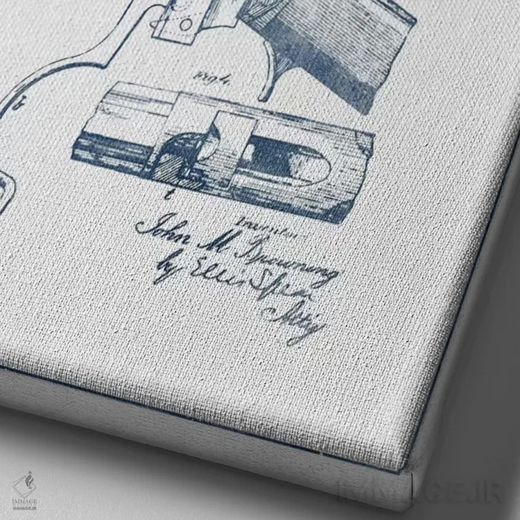 تابلو طرح پتنت تفنگ جان ام. براونینگ (مرکب) اثر پیکسل کهنه (استودیو/نام هنری) - نمای نزدیک بافت بوم