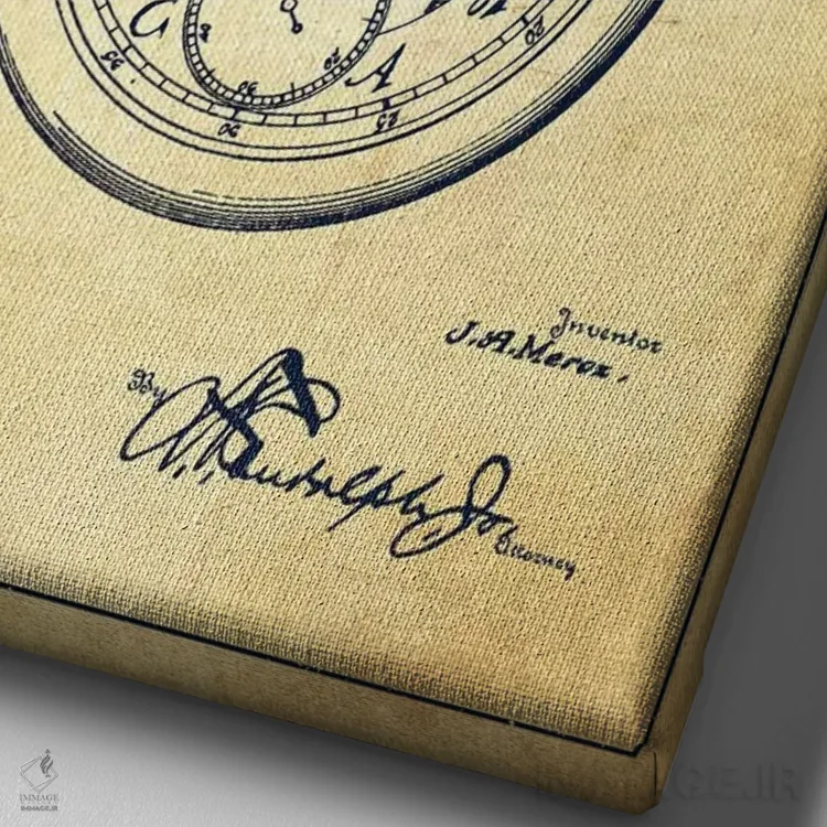 تابلو طرح الگوی قدیمی ساعت جیبی جان ای. مروز اثر پیکسل کهنه (استودیو/نام هنری) - نمای نزدیک بافت بوم