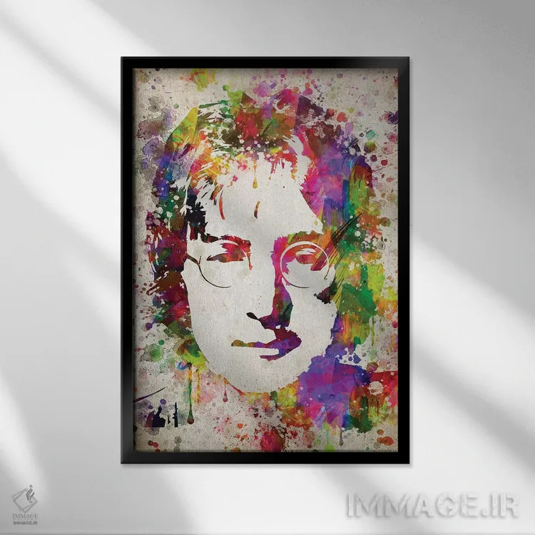 تابلو جان لنون (خواننده و آهنگساز) اثر پیکسل کهنه (استودیو/نام هنری) - نمای قابدار مشکی