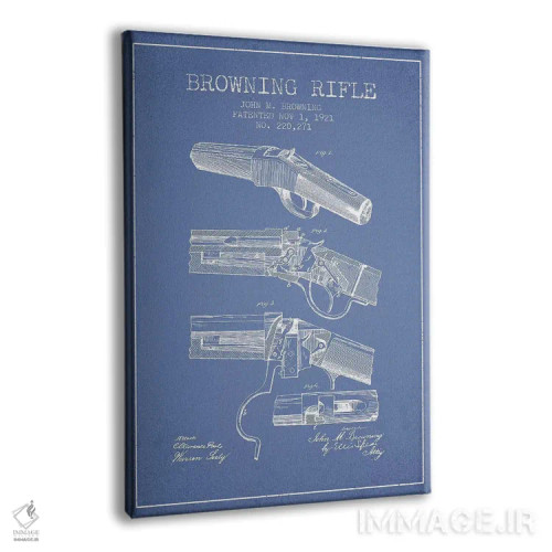 تابلو طرح پتنت تفنگ جان ام. براونینگ (آبی روشن) اثر پیکسل کهنه (استودیو/نام هنری) - نمای پرسپکتیو محصول