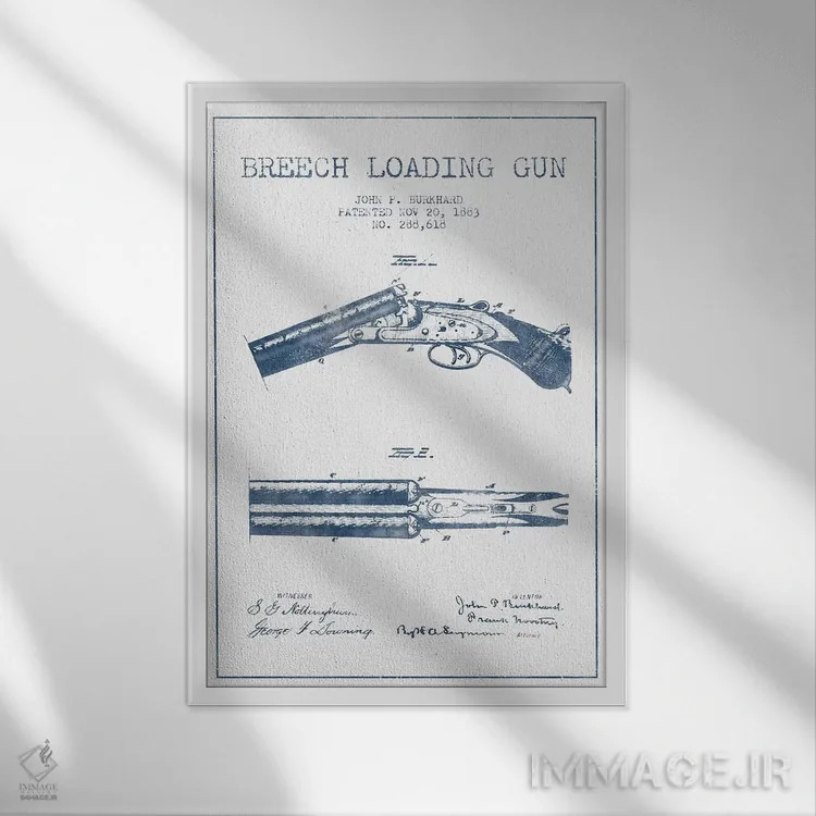 تابلو طرح پتنت اسلحه لوباورگ از عقب جان پی. بورکارد (مرکب) اثر پیکسل کهنه (استودیو/نام هنری) - نمای قابدار سفید