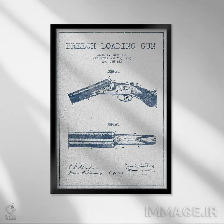 تابلو طرح پتنت اسلحه لوباورگ از عقب جان پی. بورکارد (مرکب) اثر پیکسل کهنه (استودیو/نام هنری) - نمای قابدار مشکی