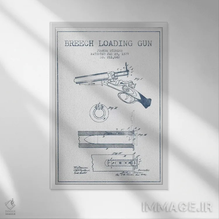 تابلو طرح پتنت اسلحه لوباورگ از عقب جاشوا استیونز (مرکب) اثر پیکسل کهنه (استودیو/نام هنری) - نمای قابدار سفید