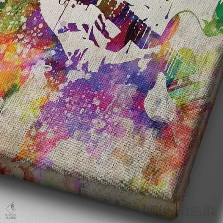 تابلو لئونارد کوهن (خواننده و شاعر) اثر پیکسل کهنه (استودیو/نام هنری) - نمای نزدیک بافت بوم