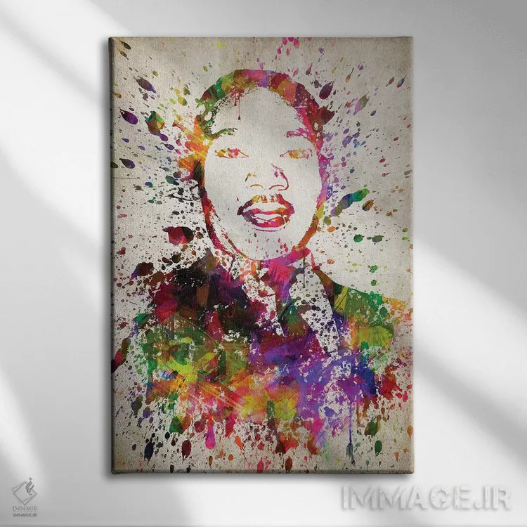 تابلو مارتین لوتر کینگ (رهبر حقوق مدنی) اثر پیکسل کهنه (استودیو/نام هنری) - نمای روبهرو روی دیوار