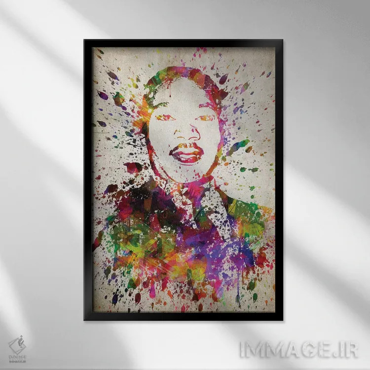 تابلو مارتین لوتر کینگ (رهبر حقوق مدنی) اثر پیکسل کهنه (استودیو/نام هنری) - نمای قابدار مشکی