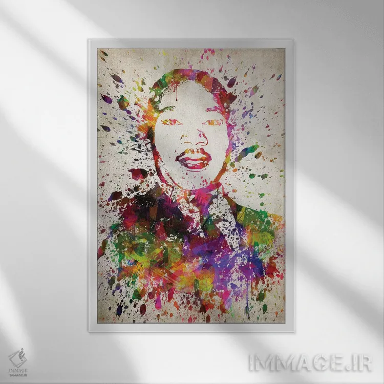 تابلو مارتین لوتر کینگ (رهبر حقوق مدنی) اثر پیکسل کهنه (استودیو/نام هنری) - نمای قابدار سفید