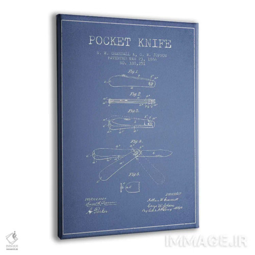 تابلو طرح پتنت چاقوی جیبی ان. دبلیو. گرندال و جی. دبلیو. جاپسون (آبی روشن) اثر پیکسل کهنه (استودیو/نام هنری) - نمای پرسپکتیو محصول