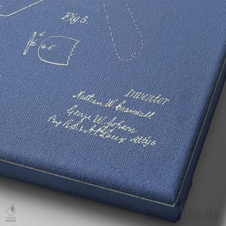 تابلو طرح پتنت چاقوی جیبی ان. دبلیو. گرندال و جی. دبلیو. جاپسون (آبی روشن) اثر پیکسل کهنه (استودیو/نام هنری) - نمای نزدیک بافت بوم