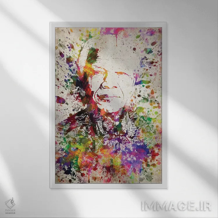 تابلو نلسون ماندلا (رهبر آفریقای جنوبی) اثر پیکسل کهنه (استودیو/نام هنری) - نمای قابدار سفید