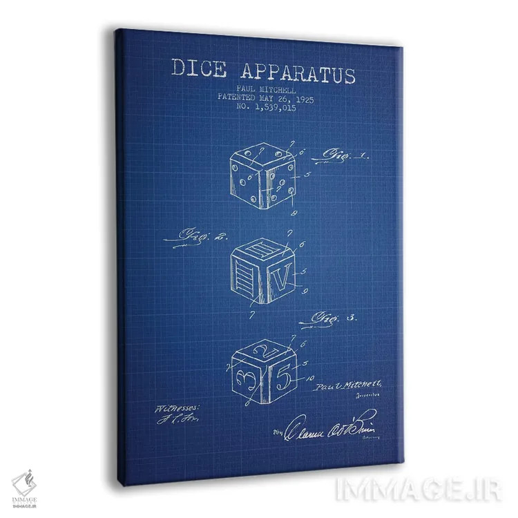 تابلو طرح پتنت دستگاه تاس پاول میچل (شبکه آبی) اثر پیکسل کهنه (استودیو/نام هنری) - نمای پرسپکتیو محصول