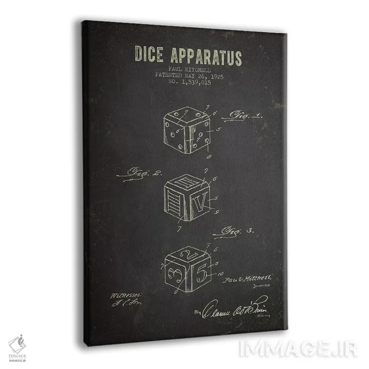 تابلو طرح پتنت دستگاه تاس پاول میچل (زغالسنگی) اثر پیکسل کهنه (استودیو/نام هنری) - نمای پرسپکتیو محصول