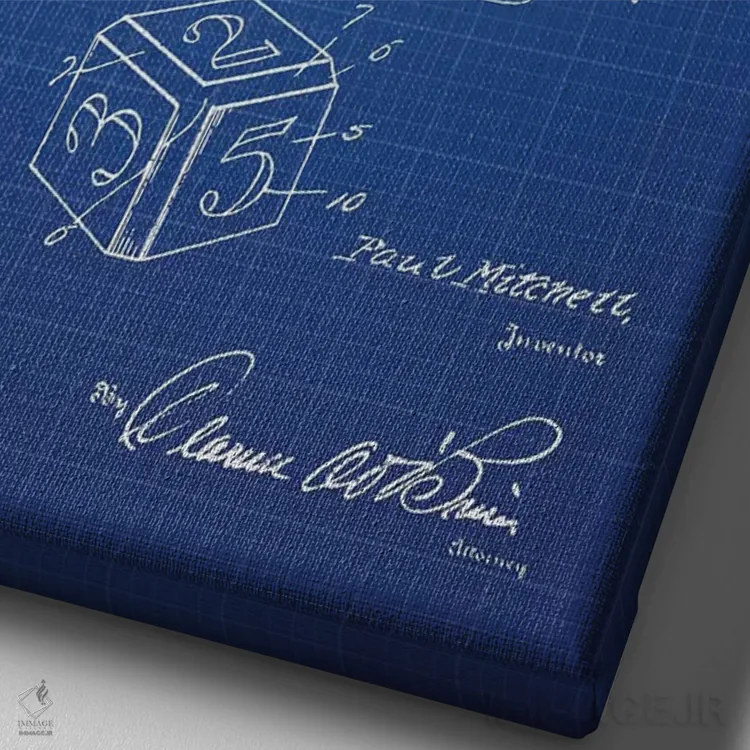 تابلو طرح پتنت دستگاه تاس پاول میچل (شبکه آبی) اثر پیکسل کهنه (استودیو/نام هنری) - نمای نزدیک بافت بوم