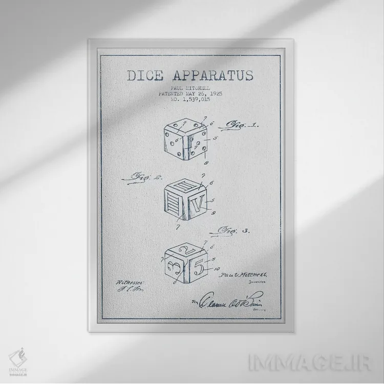 تابلو طرح پتنت دستگاه تاس پاول میچل (مرکب) اثر پیکسل کهنه (استودیو/نام هنری) - نمای قابدار سفید