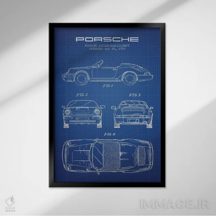 تابلو طرح پتنت پورشه شرکت پورشه (شبکه آبی) اثر پیکسل کهنه (استودیو/نام هنری) - نمای قابدار مشکی