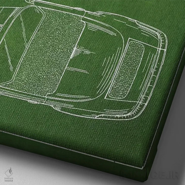 تابلو طرح پتنت پورشه شرکت پورشه (سبز) اثر پیکسل کهنه (استودیو/نام هنری) - نمای نزدیک بافت بوم