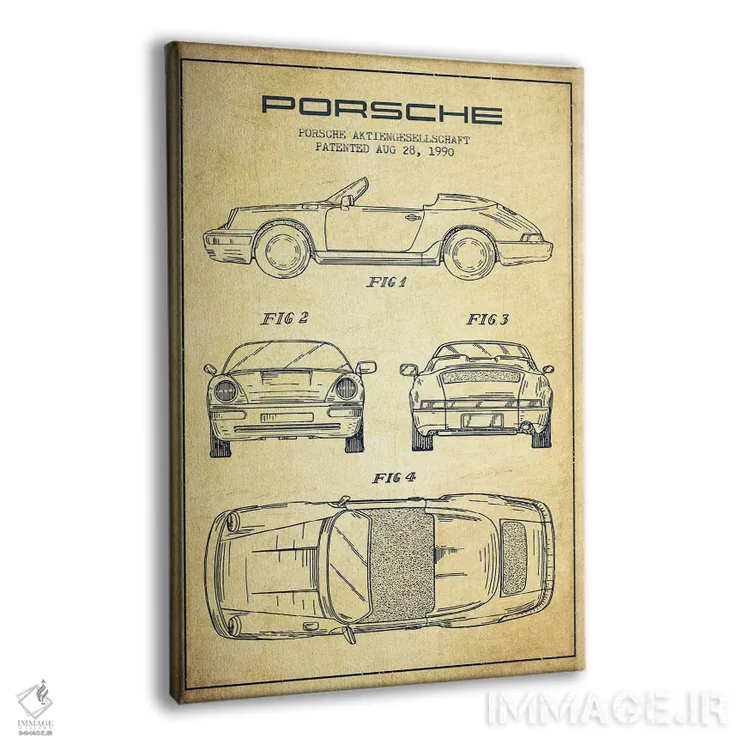 تابلو طرح پتنت قدیمی پورشه شرکت پورشه اثر پیکسل کهنه (استودیو/نام هنری) - نمای پرسپکتیو محصول