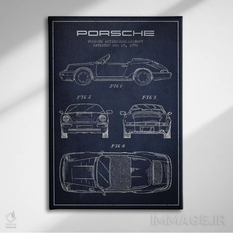 تابلو طرح پتنت پورشه شرکت پورشه (سورمهای) اثر پیکسل کهنه (استودیو/نام هنری) - نمای روبهرو روی دیوار
