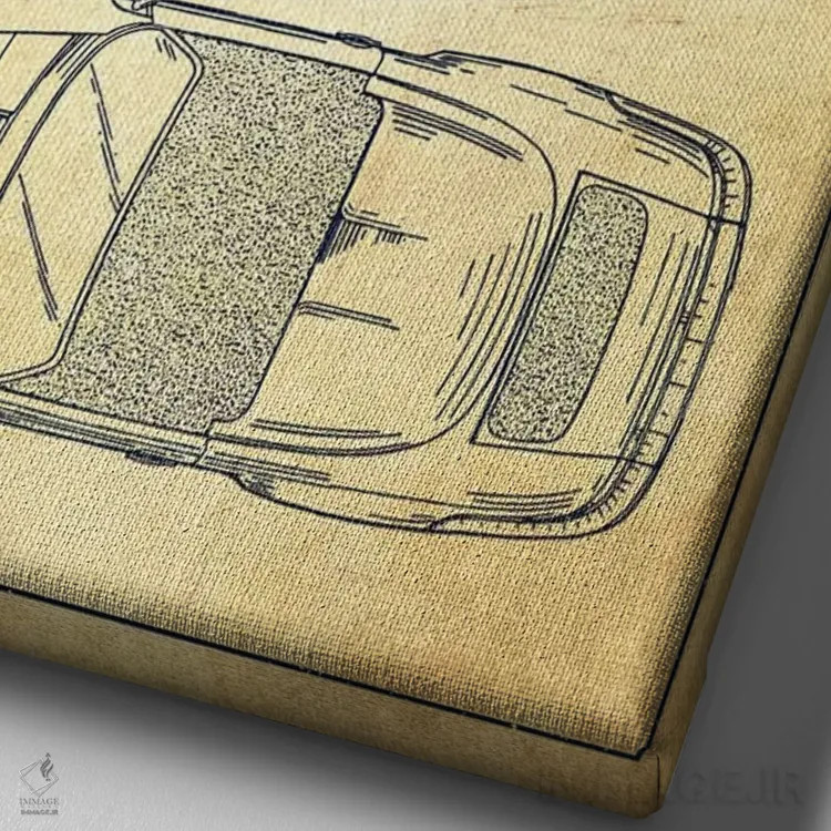 تابلو طرح پتنت قدیمی پورشه شرکت پورشه اثر پیکسل کهنه (استودیو/نام هنری) - نمای نزدیک بافت بوم