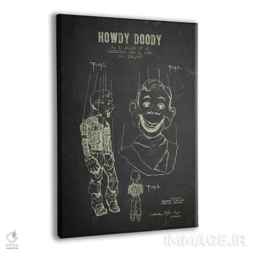 تابلو طرح پتنت عروسک هودی دودی آر.وای. آلن و همکاران (زغالسنگی) اثر پیکسل کهنه (استودیو/نام هنری) - نمای پرسپکتیو محصول