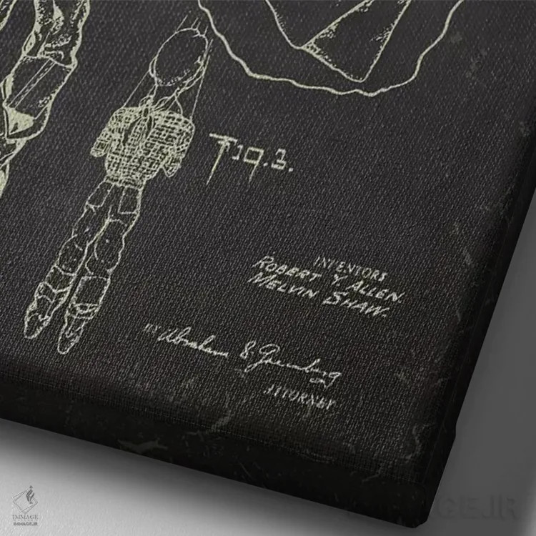 تابلو طرح پتنت عروسک هودی دودی آر.وای. آلن و همکاران (زغالسنگی) اثر پیکسل کهنه (استودیو/نام هنری) - نمای نزدیک بافت بوم