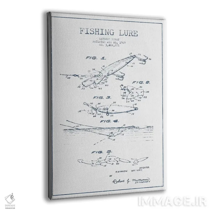 تابلو طرح پتنت طعمه ماهیگیری ریموند مکوی (مرکب) شماره ۴ اثر پیکسل کهنه (استودیو/نام هنری) - نمای پرسپکتیو محصول