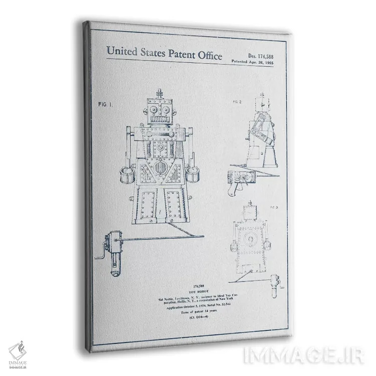 تابلو طرح پتنت ربات اسباببازی سید نوبل (مرکب) اثر پیکسل کهنه (استودیو/نام هنری) - نمای پرسپکتیو محصول
