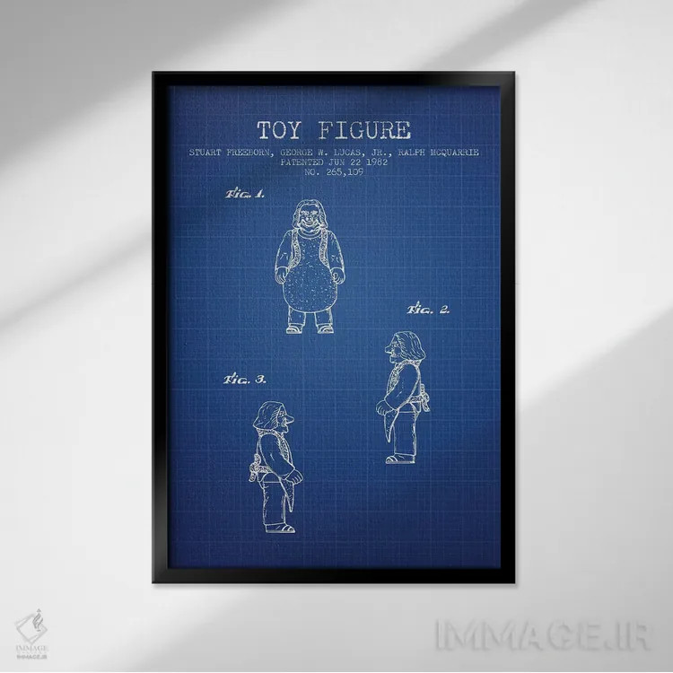 تابلو طرح پتنت فیگور اکشن اوگنات اس. فریبورن، جی. لوکاس و آر. مککواری (شبکه آبی) (شخصیت جنگ ستارگان) اثر پیکسل کهنه (استودیو/نام هنری) - نمای قابدار مشکی