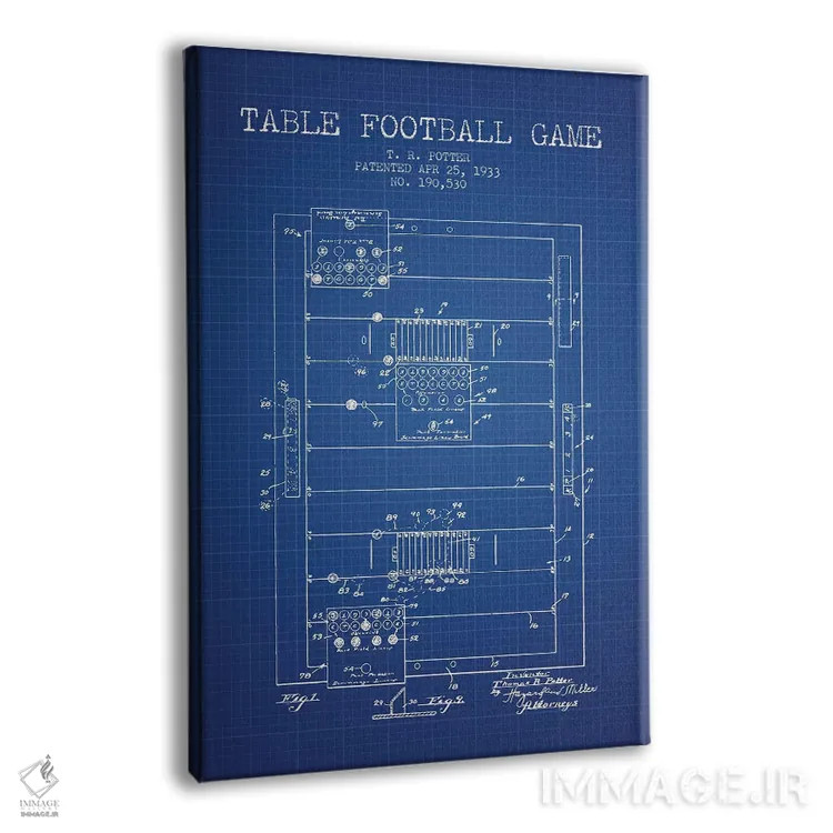 تابلو طرح پتنت بازی فوتبال رومیزی تی.آر. پاتر (شبکه آبی) اثر پیکسل کهنه (استودیو/نام هنری) - نمای پرسپکتیو محصول