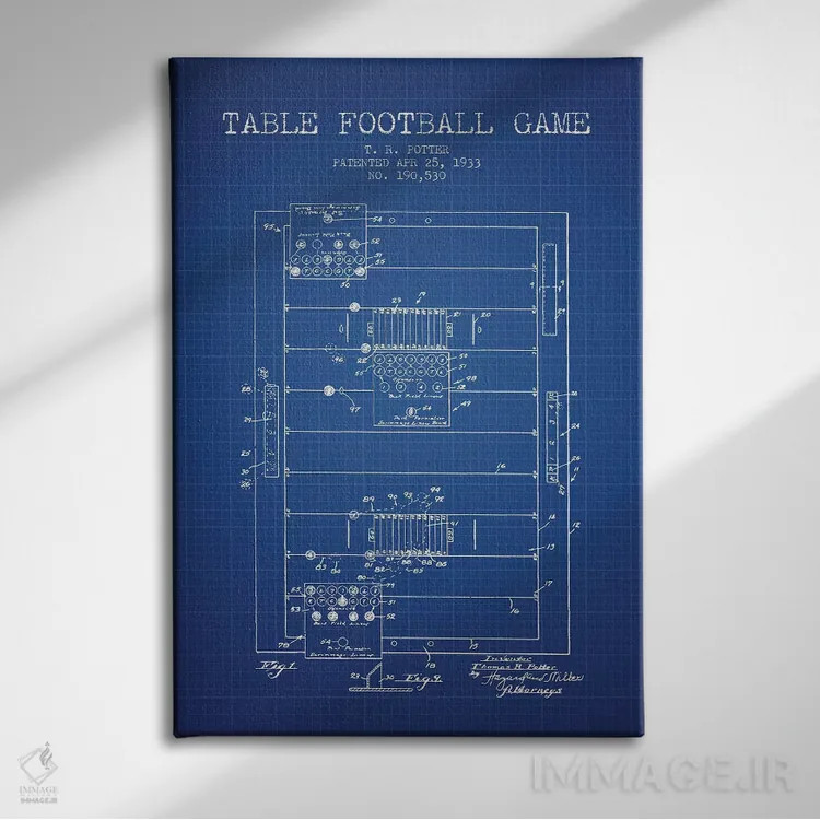 تابلو طرح پتنت بازی فوتبال رومیزی تی.آر. پاتر (شبکه آبی) اثر پیکسل کهنه (استودیو/نام هنری) - نمای روبهرو روی دیوار