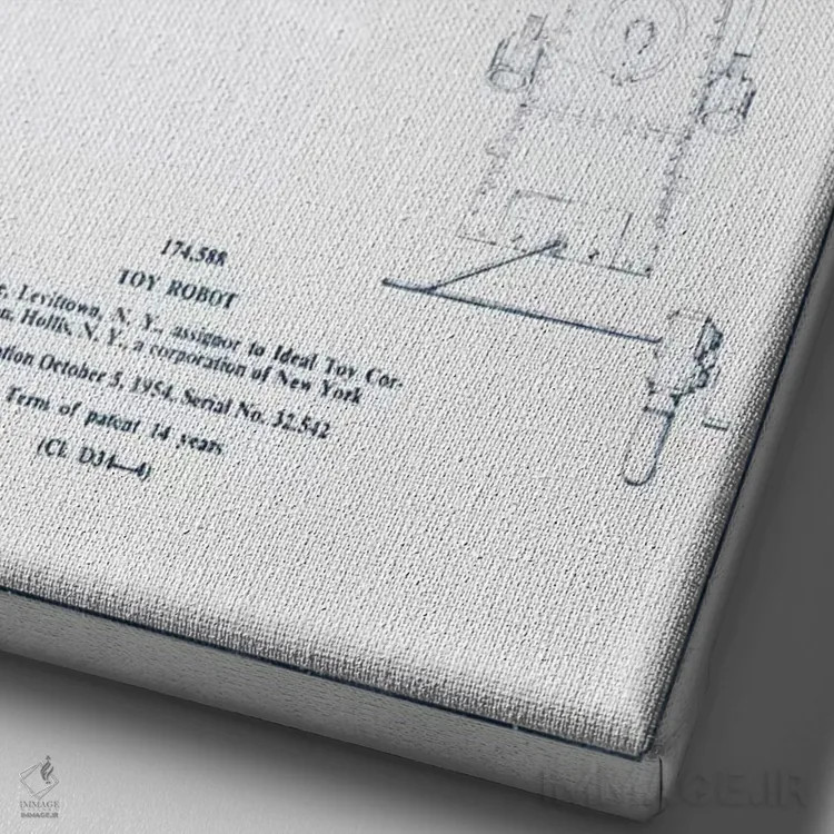 تابلو طرح پتنت ربات اسباببازی سید نوبل (مرکب) اثر پیکسل کهنه (استودیو/نام هنری) - نمای نزدیک بافت بوم