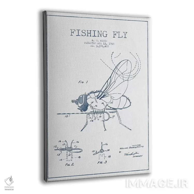 تابلو طرح پتنت مگس مصنوعی ماهیگیری دبلیو.دی. کونتز (مرکب) اثر پیکسل کهنه (استودیو/نام هنری) - نمای پرسپکتیو محصول