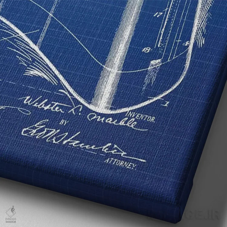 تابلو طرح پتنت سبد ماهیگیری دبلیو.ال. ماربل (شبکه آبی) اثر پیکسل کهنه (استودیو/نام هنری) - نمای نزدیک بافت بوم