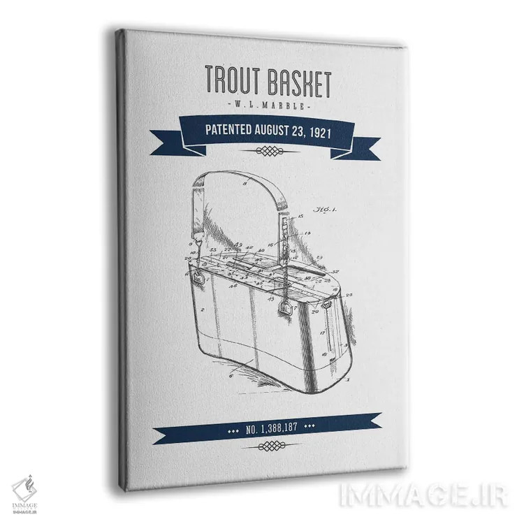 تابلو طرح پتنت سبد ماهیگیری دبلیو.ال. ماربل (سورمهای) اثر پیکسل کهنه (استودیو/نام هنری) - نمای پرسپکتیو محصول