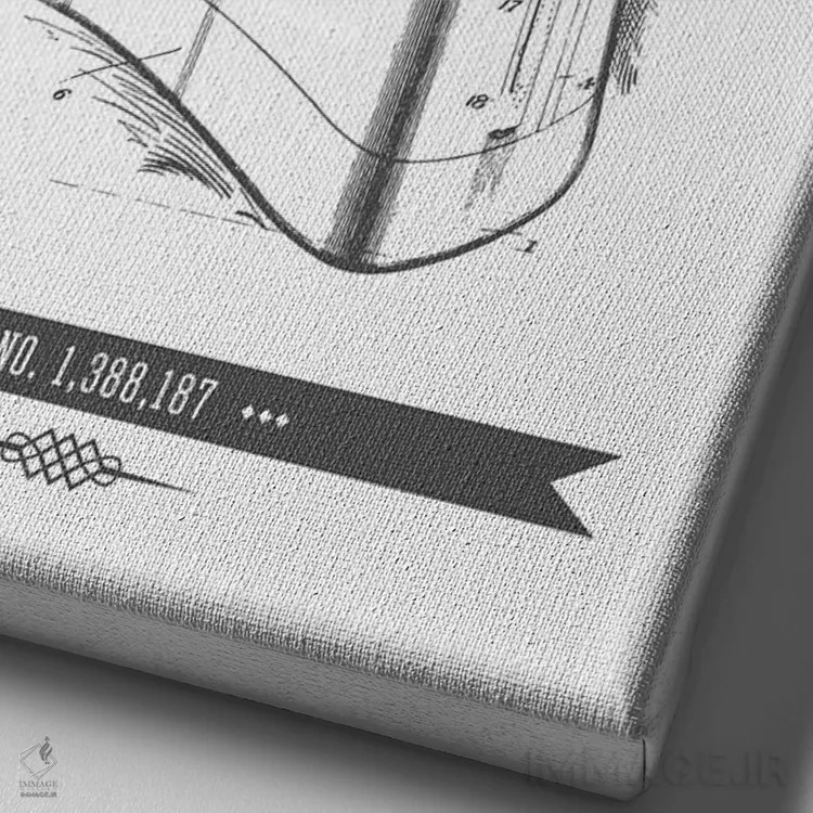 تابلو طرح پتنت کلاسیک سبد ماهیگیری دبلیو.ال. ماربل (زغالسنگی) اثر پیکسل کهنه (استودیو/نام هنری) - نمای نزدیک بافت بوم