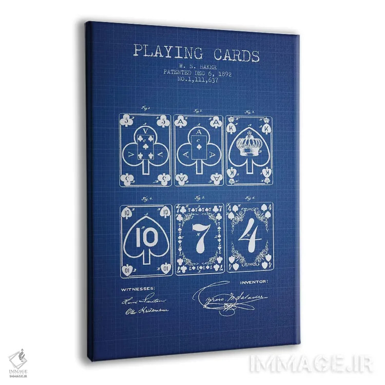 تابلو طرح ثبت اختراع کارتهای Saladee، اثر W.S. Baker (شبکهٔ آبی) اثر پیکسل کهنه (استودیو/نام هنری) - نمای پرسپکتیو محصول