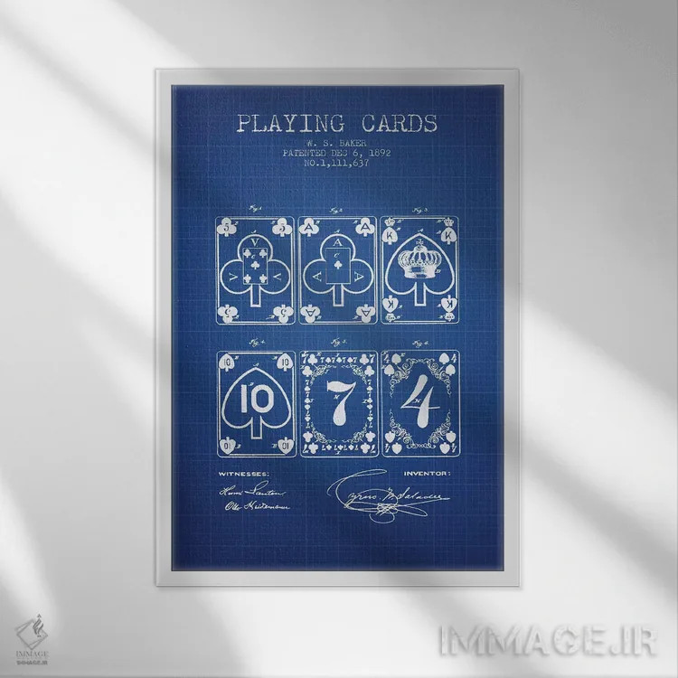 تابلو طرح ثبت اختراع کارتهای Saladee، اثر W.S. Baker (شبکهٔ آبی) اثر پیکسل کهنه (استودیو/نام هنری) - نمای قابدار سفید