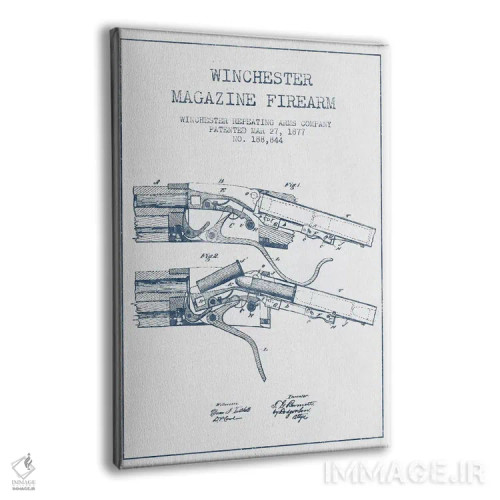 تابلو طرح ثبت اختراع اسلحه با خشاب ویندچستر، شرکت Winchester Repeating Arms (مرکب) اثر پیکسل کهنه (استودیو/نام هنری) - نمای پرسپکتیو محصول