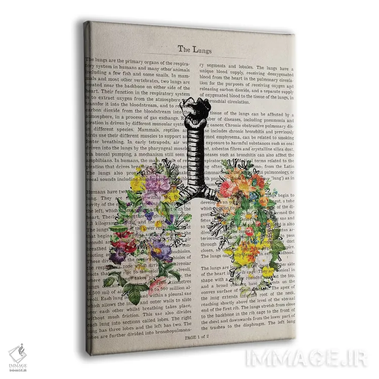 تابلو ریهها با گلها اثر پیکسل کهنه (استودیو/نام هنری) - نمای پرسپکتیو محصول