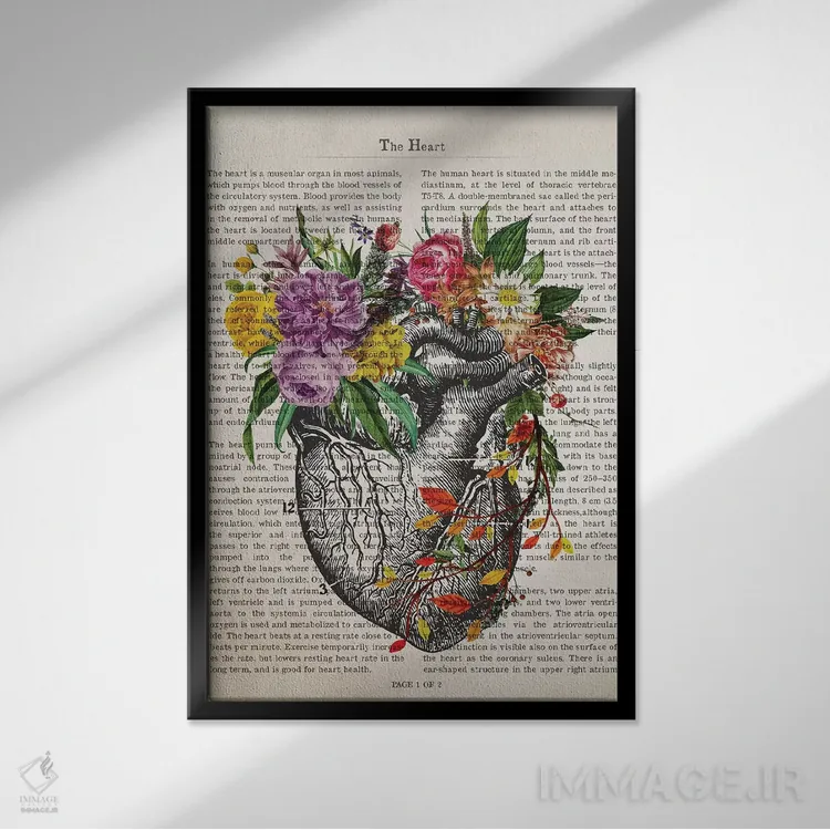 تابلو قلب اثر پیکسل کهنه (استودیو/نام هنری) - نمای قابدار مشکی