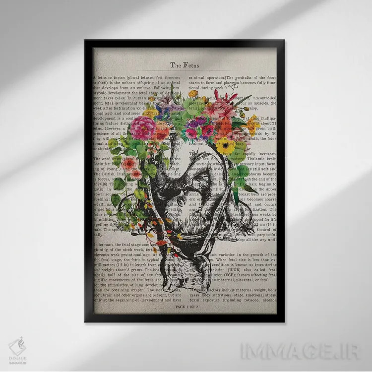 تابلو جنین اثر پیکسل کهنه (استودیو/نام هنری) - نمای قابدار مشکی