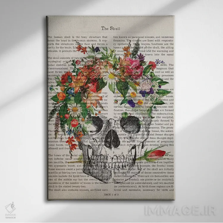 تابلو جمجمه اثر پیکسل کهنه (استودیو/نام هنری) - نمای روبهرو روی دیوار