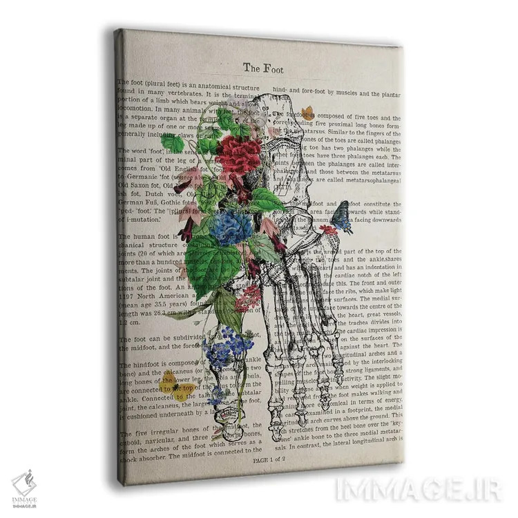 تابلو چاپ هنری آناتومی پا با گل اثر پیکسل کهنه (استودیو/نام هنری) - نمای پرسپکتیو محصول