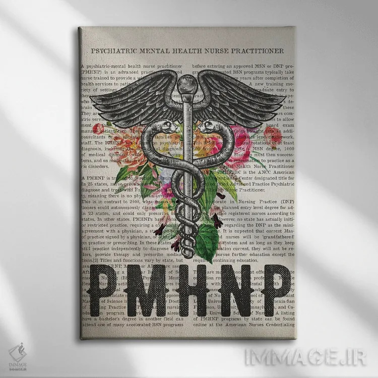 تابلو پرستار متخصص سلامت روان (PMHNP) همراه با گلها اثر پیکسل کهنه (استودیو/نام هنری) - نمای روبهرو روی دیوار