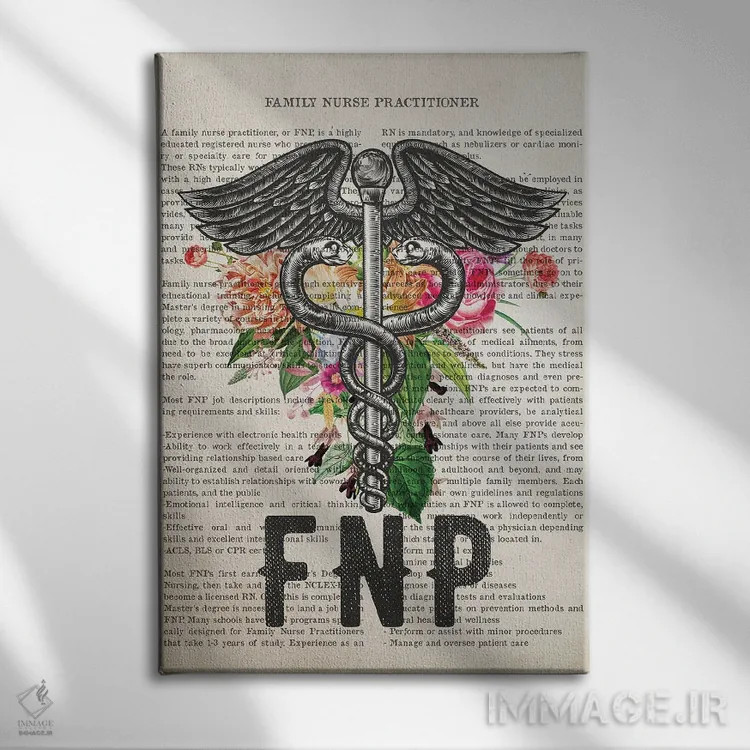 تابلو پرستار خانواده (FNP) همراه با گلها اثر پیکسل کهنه (استودیو/نام هنری) - نمای روبهرو روی دیوار